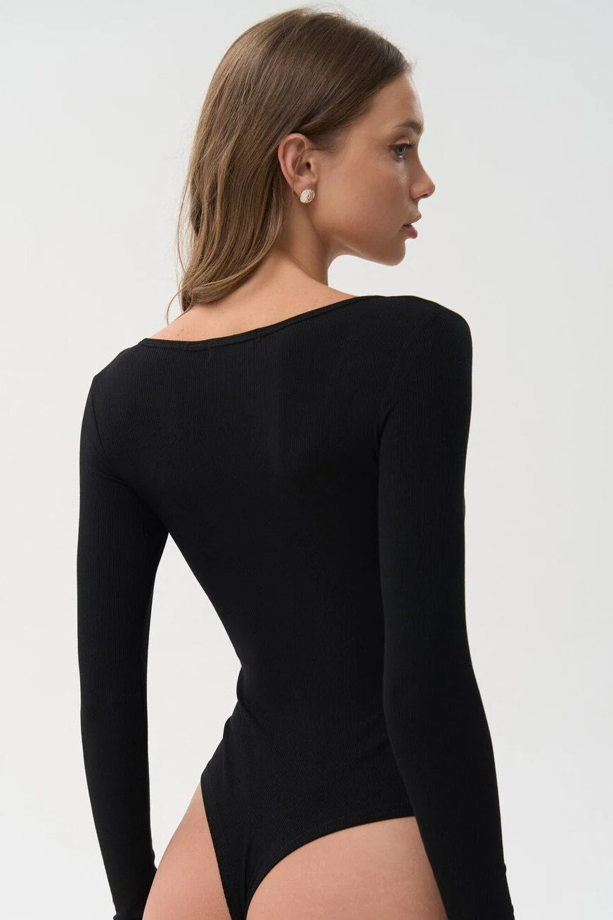 Black Lace-Up Bodysuit - Image 3