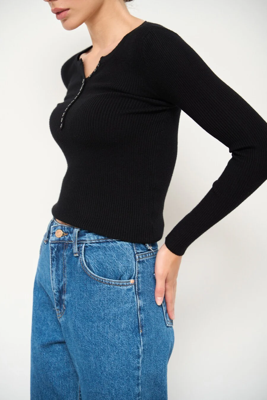 Black Long Sleeve with buttons - Image 3