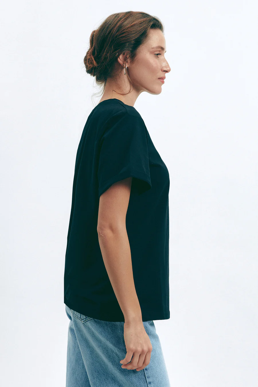 Black Oversized Roll Up Sleeve T-Shirt - Image 4