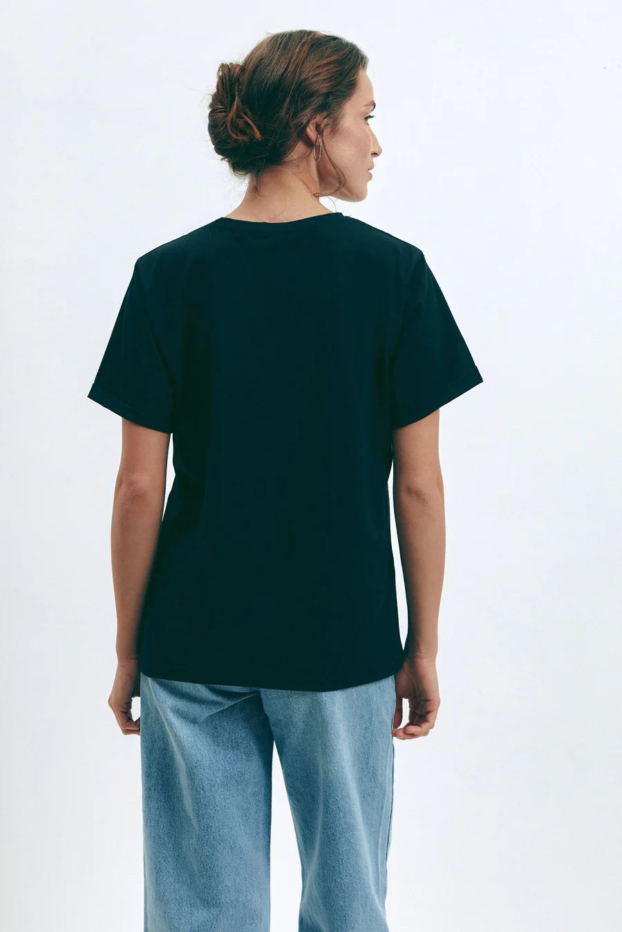 Black Oversized Roll Up Sleeve T-Shirt - Image 5