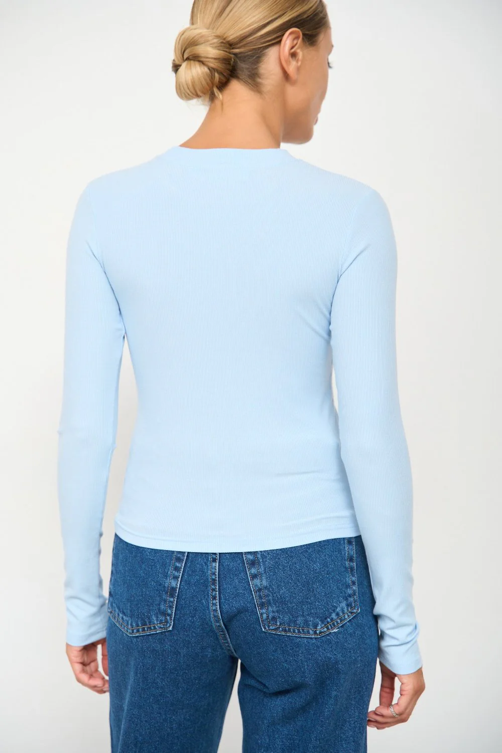 Basic viscose long-sleeve top, Blue - Image 4
