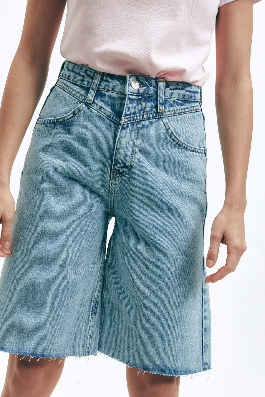 Blue Denim Yoke Shorts - Image 3