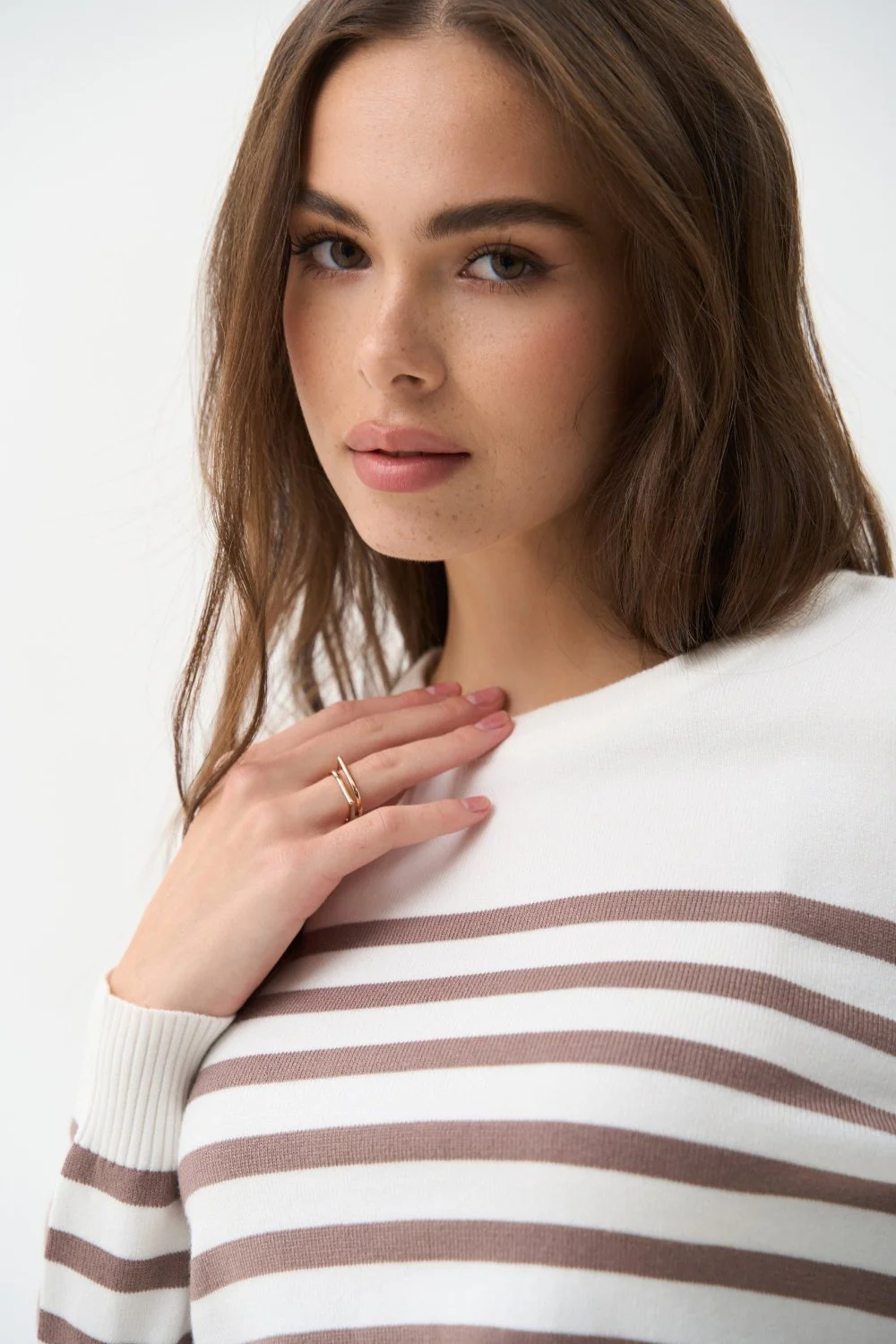 Brown Striped Knit Sweater with a Crew Neck - Image 3
