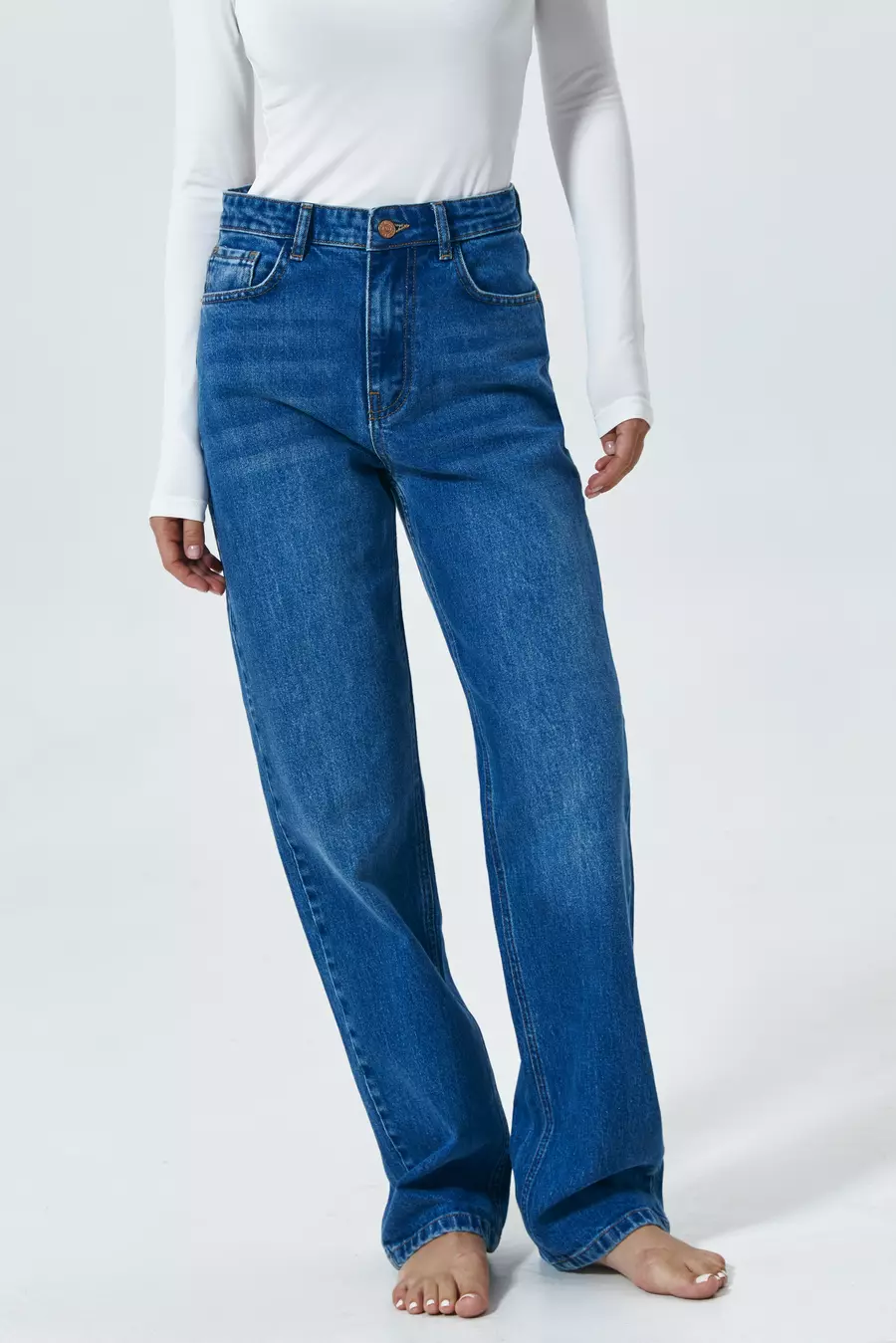 High waist STRAIGHT jeans, Blue - Image 3