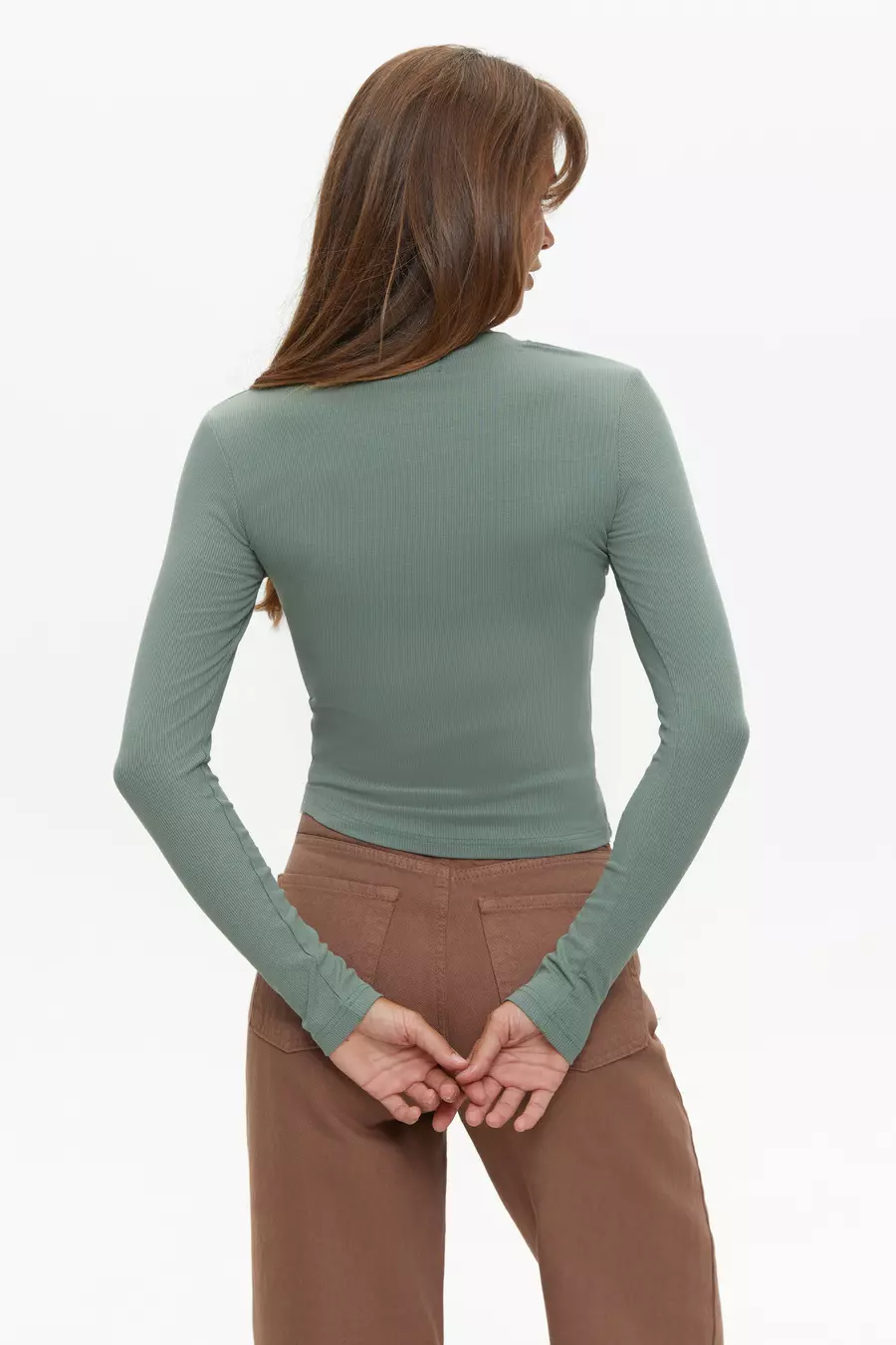 Basic viscose long-sleeve top, Spring Mint - Image 5