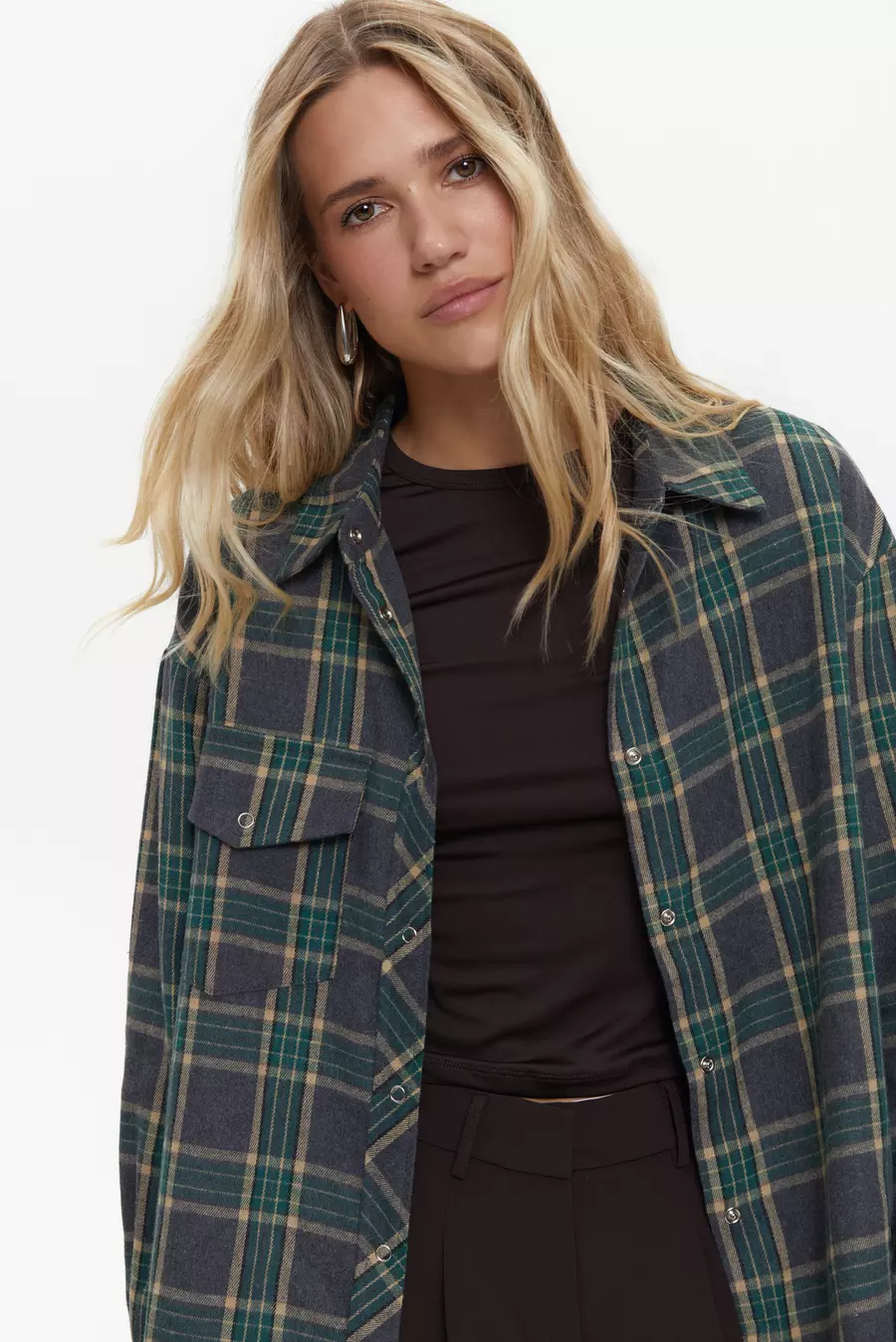 Green Large Check Shirt - Image 3