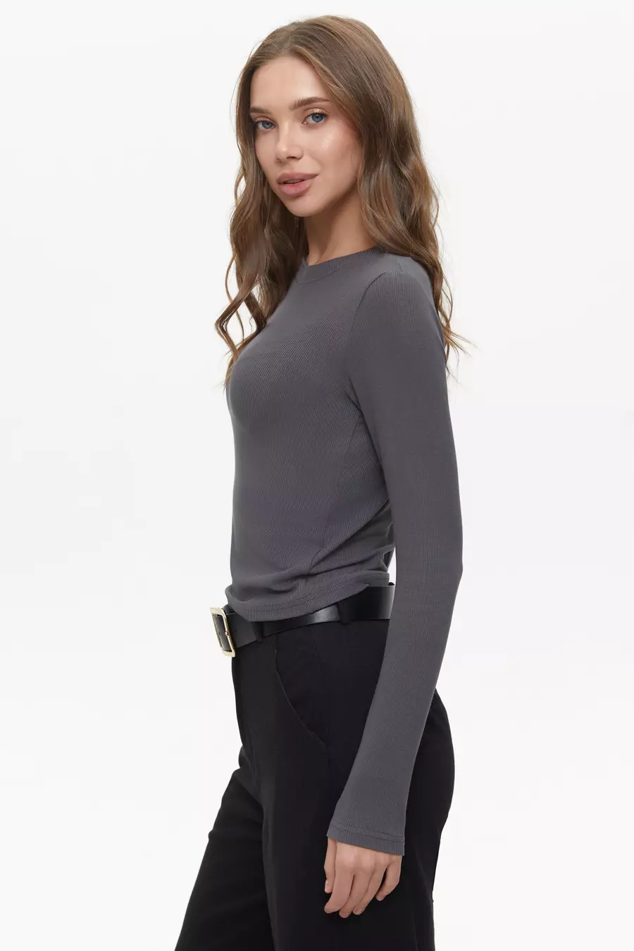 Basic viscose long-sleeve top, Grey - Image 4
