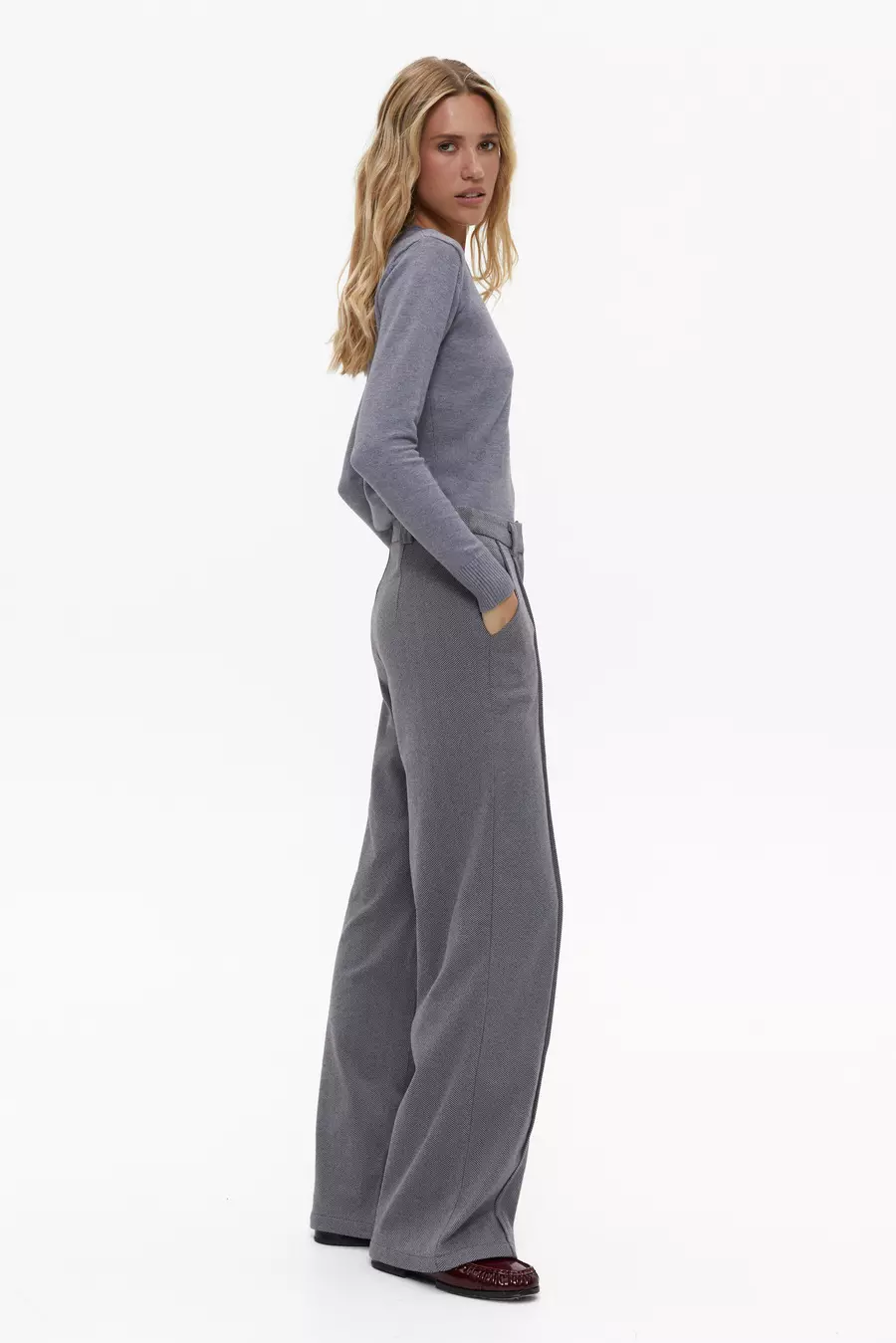 Grey Classic Flared Pants - Image 3