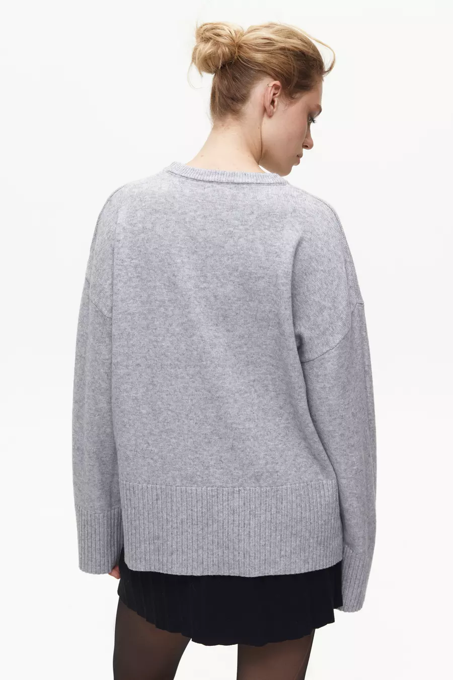 Grey Oversized Sweater with Slits - Image 5