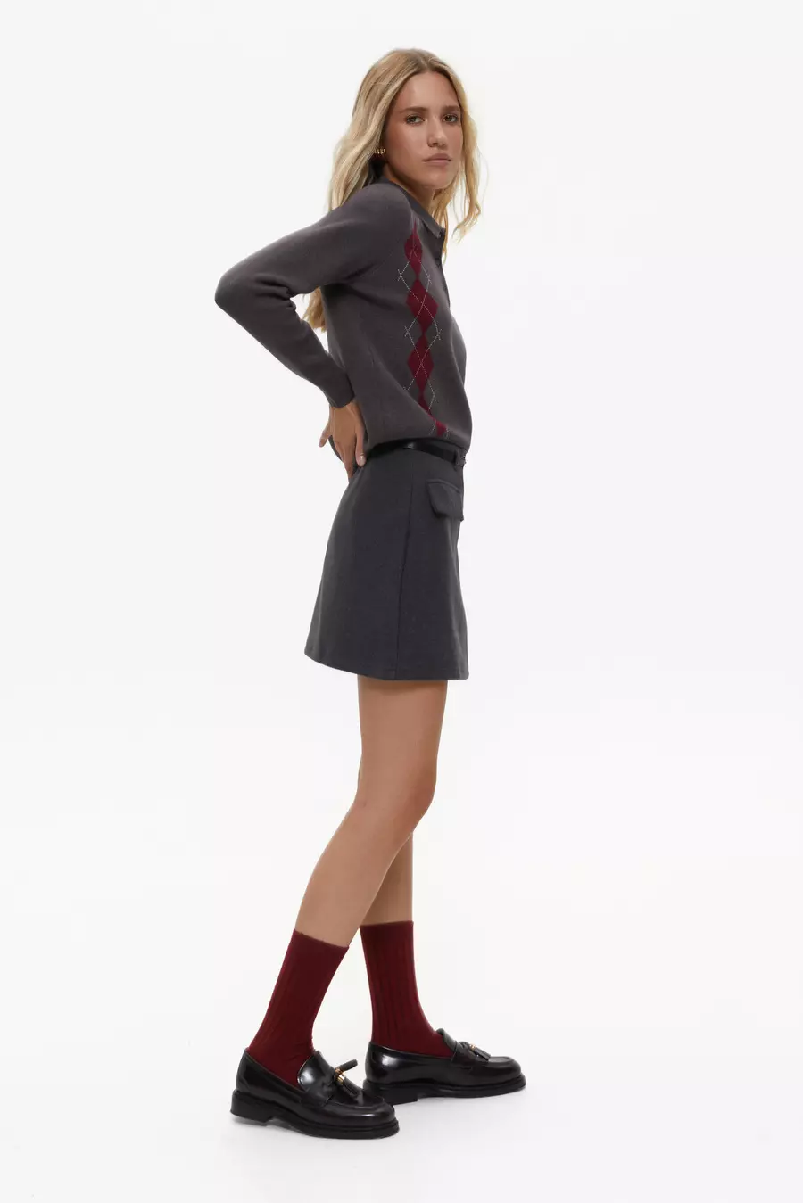 Grey Skirt with Pocket Detail - Image 3