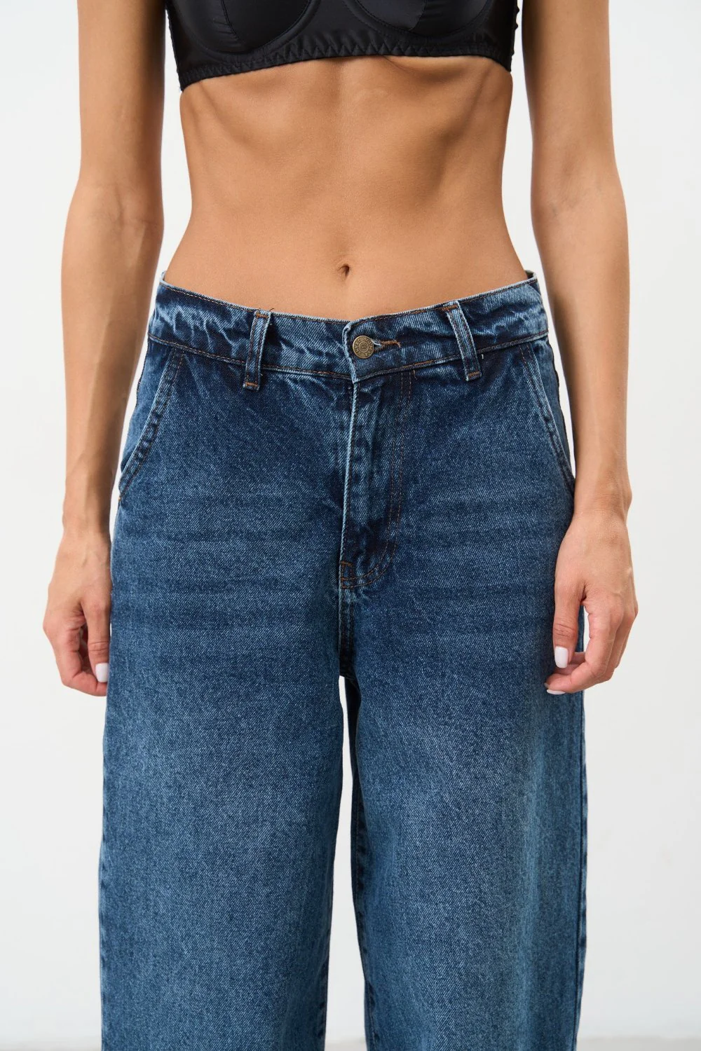 High Rise Blue Baggy Jeans - Image 3