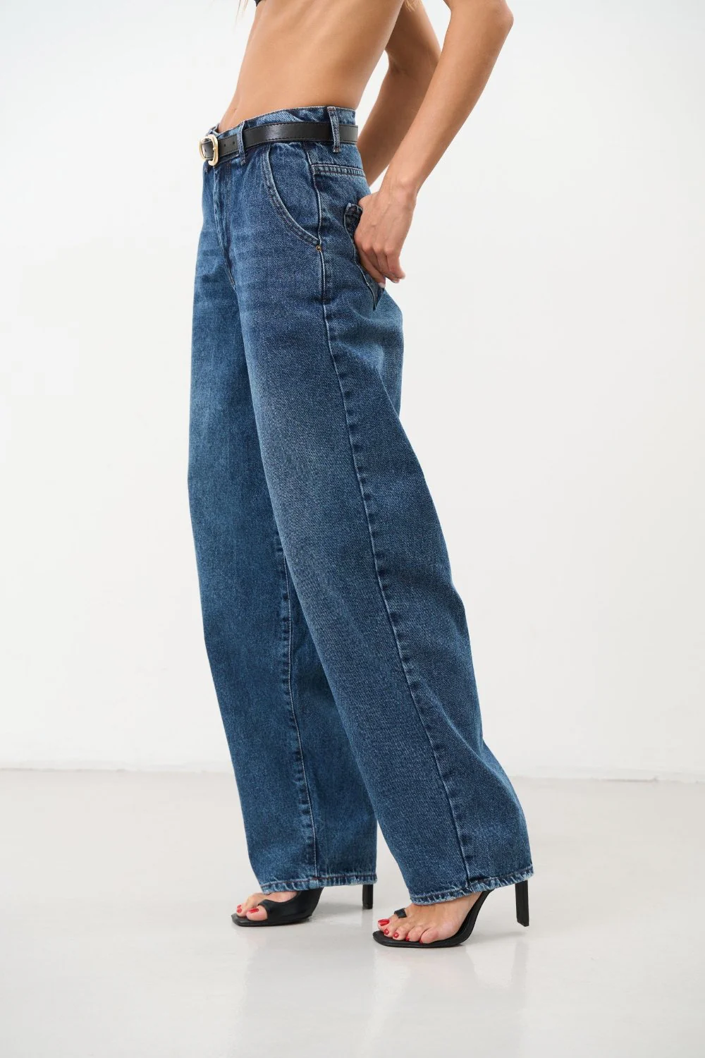 High Rise Blue Baggy Jeans - Image 5