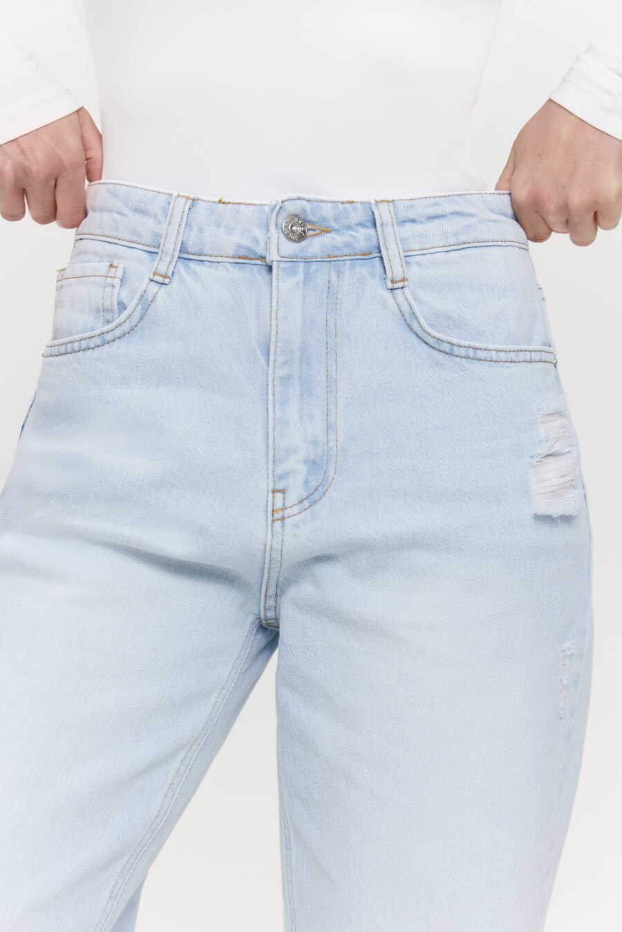 CROPPED raw hem jeans, Light blue - Image 3