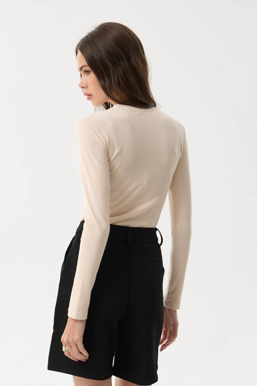 Basic viscose long-sleeve top, Milk - Image 4