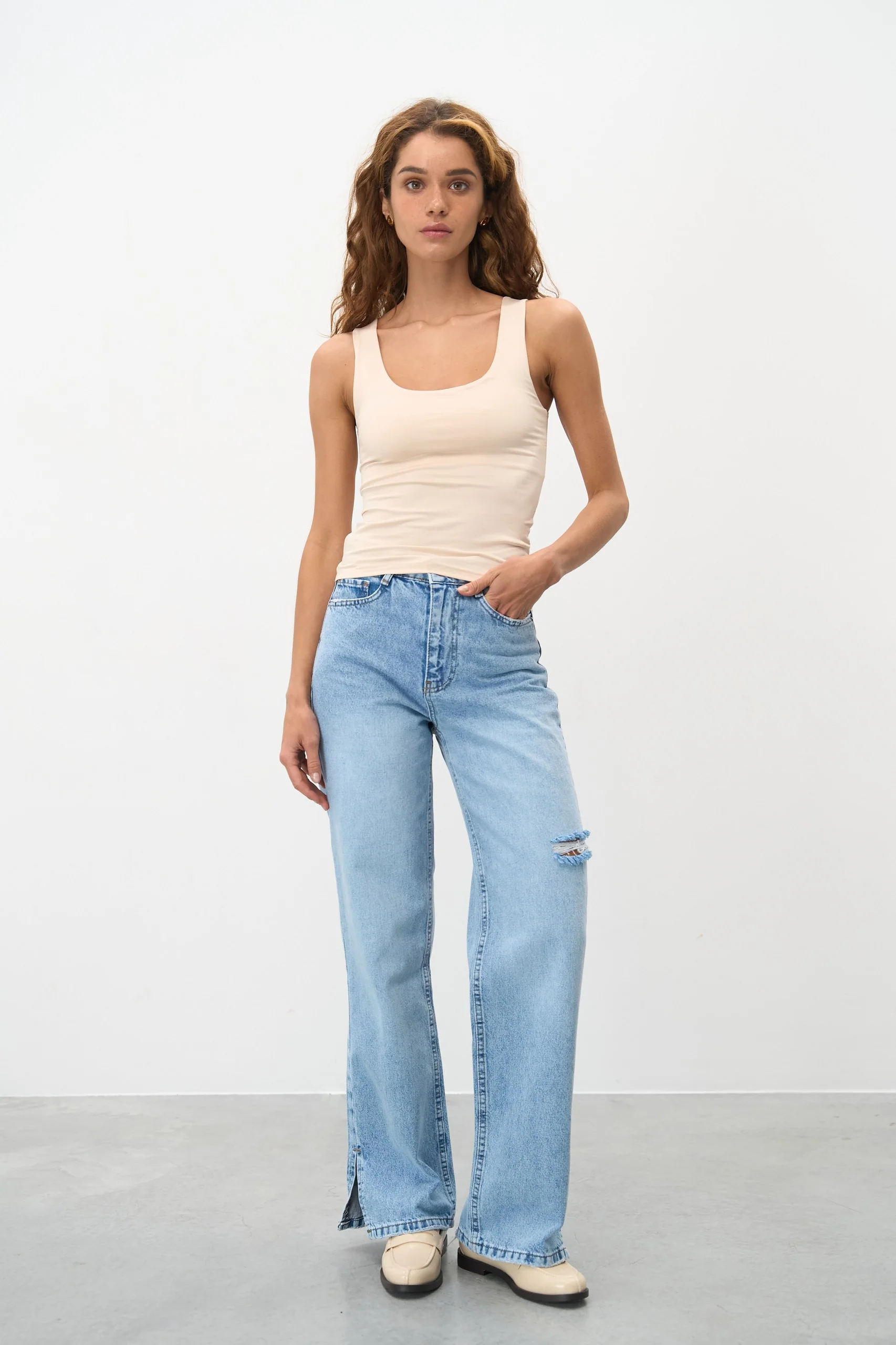 Basic tank top, Cream - Image 4