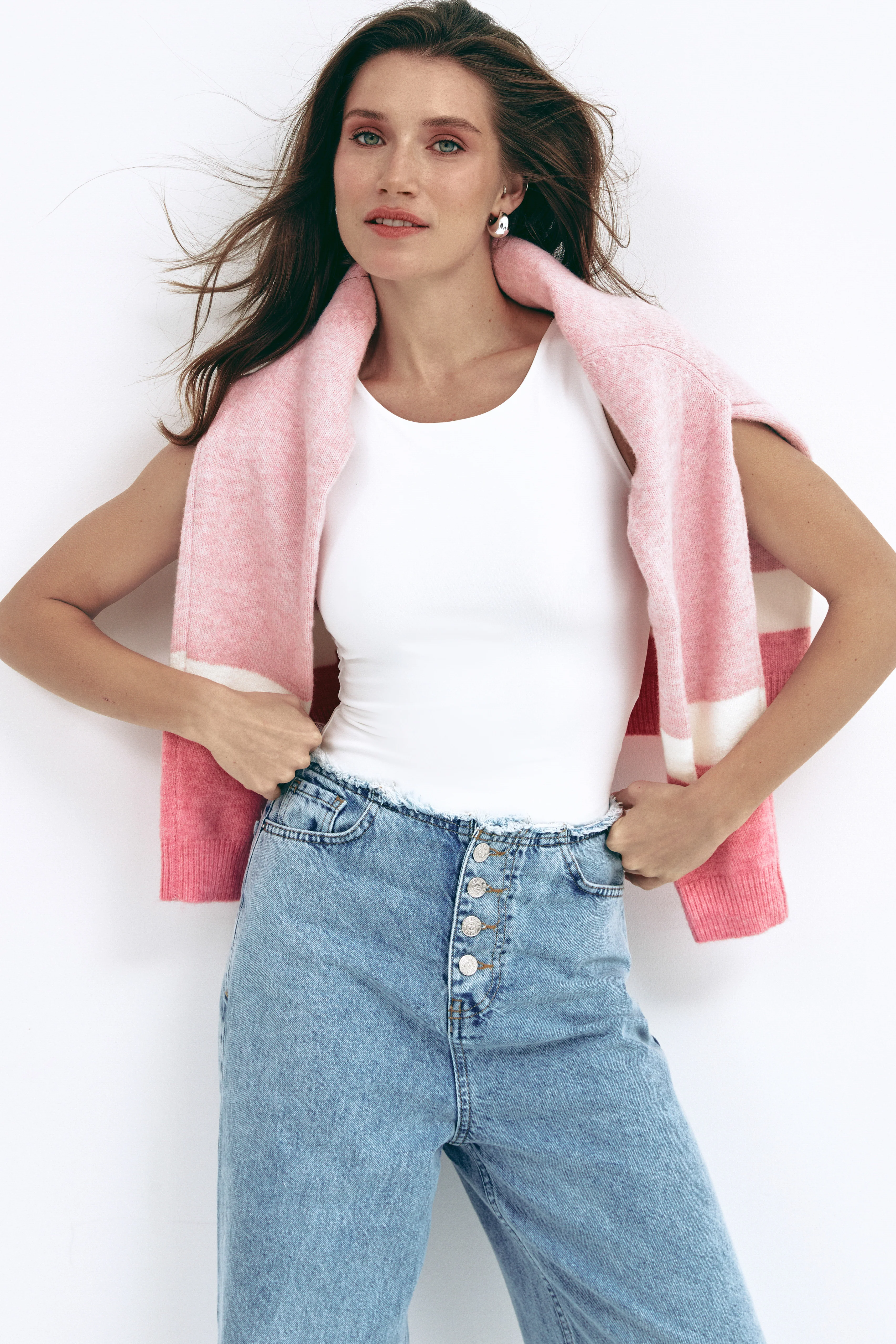 Pink Color Block Knit Sweater - Image 6