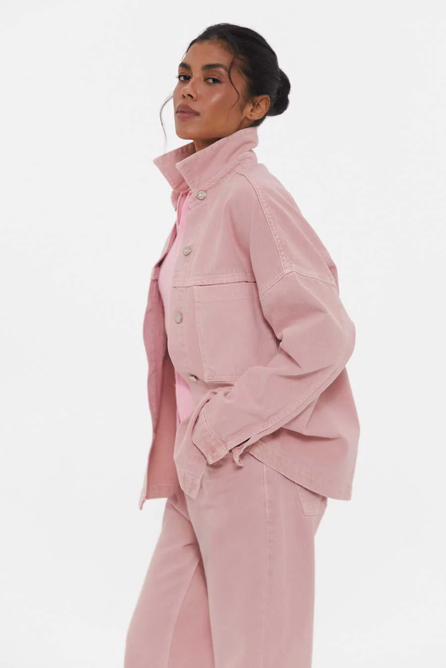 Relaxed-Fit Denim Jacket, Baby Pink - Image 4