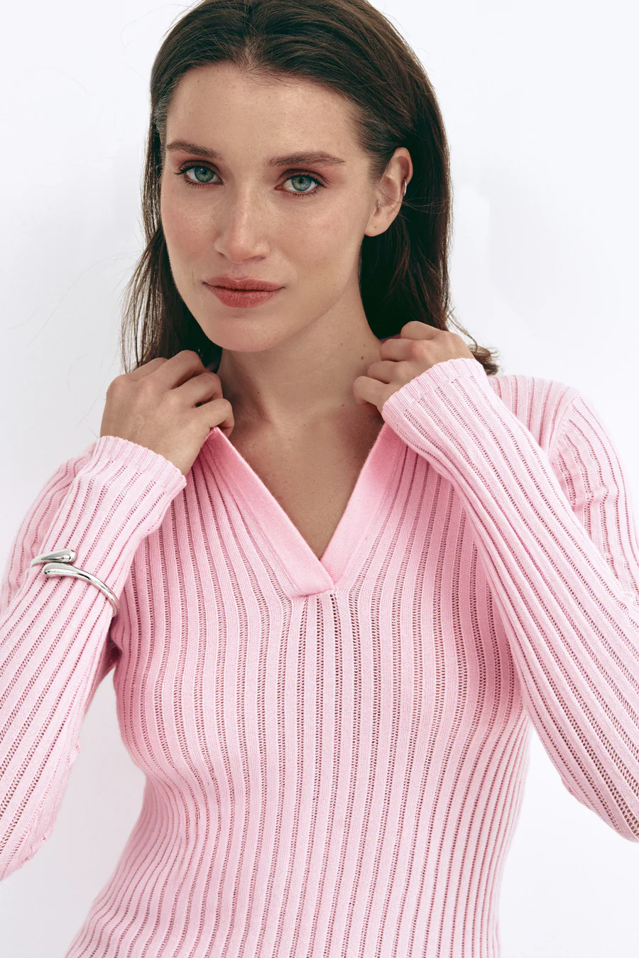 Pink Polo Collar Long Sleeve - Image 4