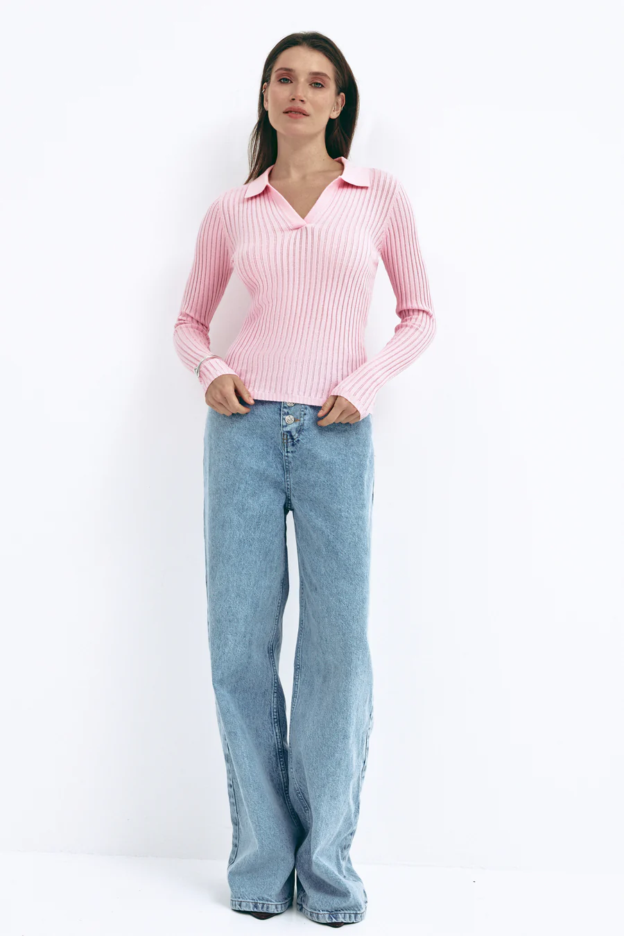 Pink Polo Collar Long Sleeve - Image 5