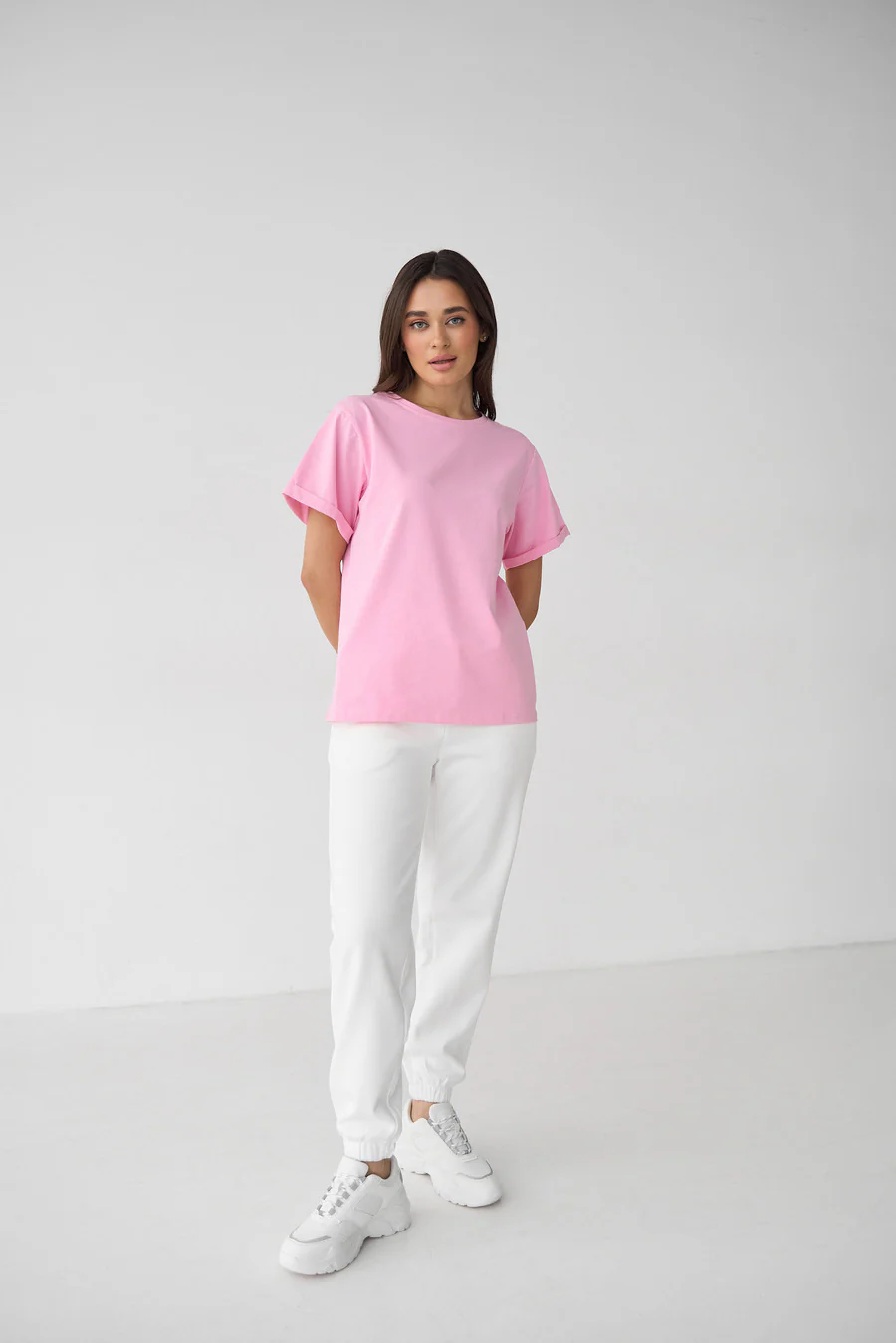 Pink Powder Oversized Roll Up Sleeve T-Shirt - Image 5