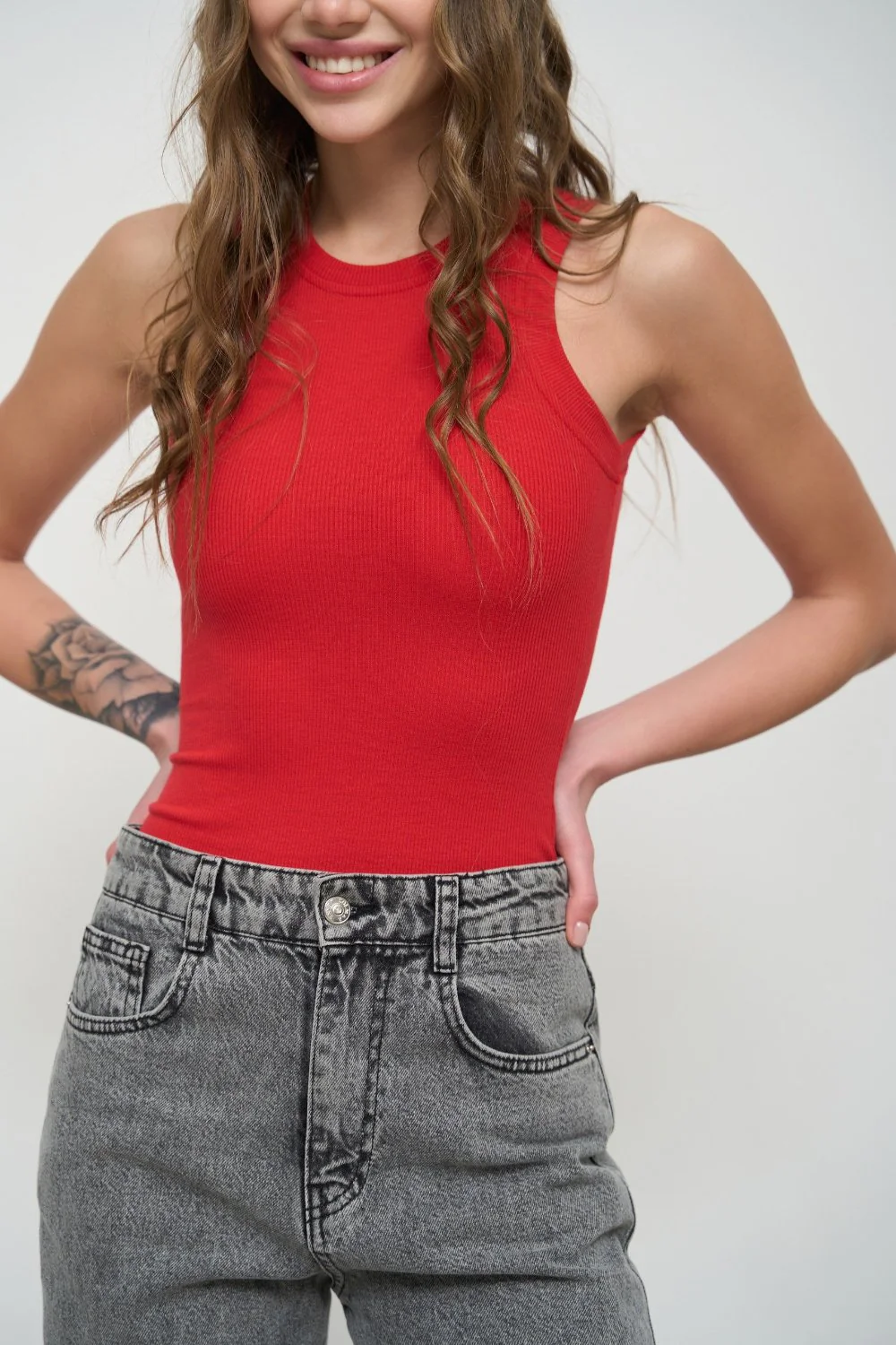 Red Sleeveless Ribbed Top - Image 4