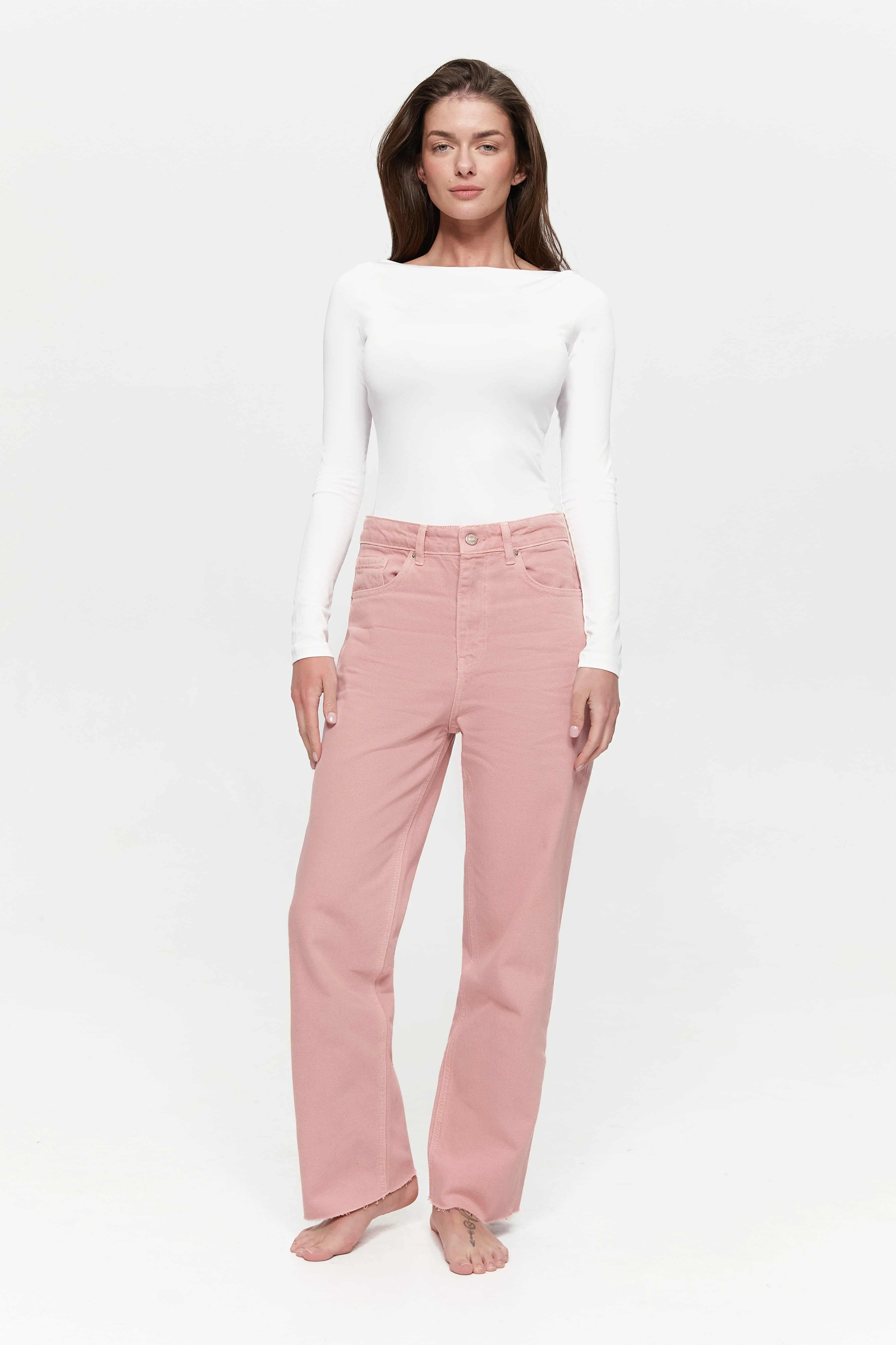 CROPPED straight jeans, Baby Pink - Image 4