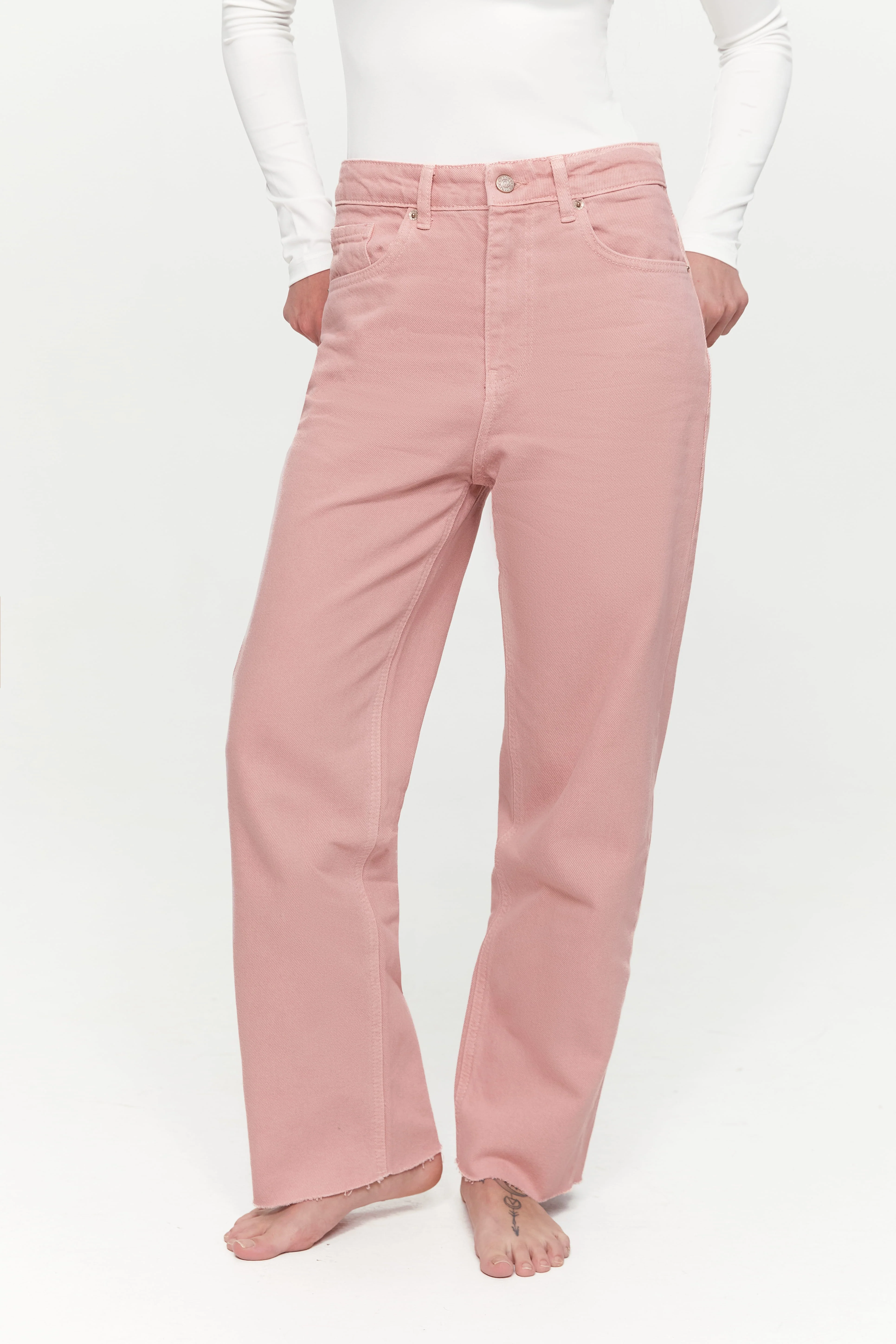 CROPPED straight jeans, Baby Pink - Image 6