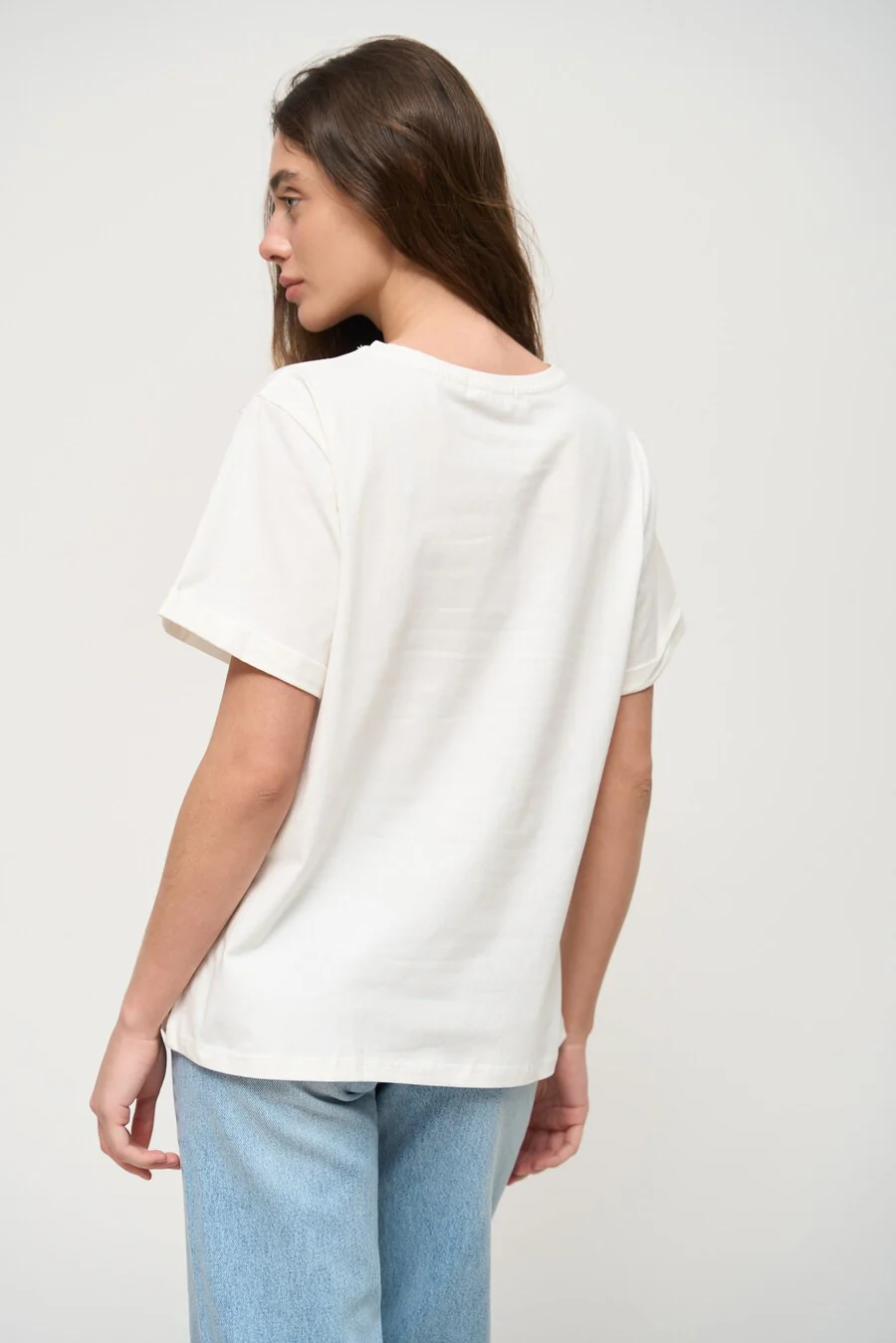White Oversized Roll Up Sleeve T-Shirt - Image 4