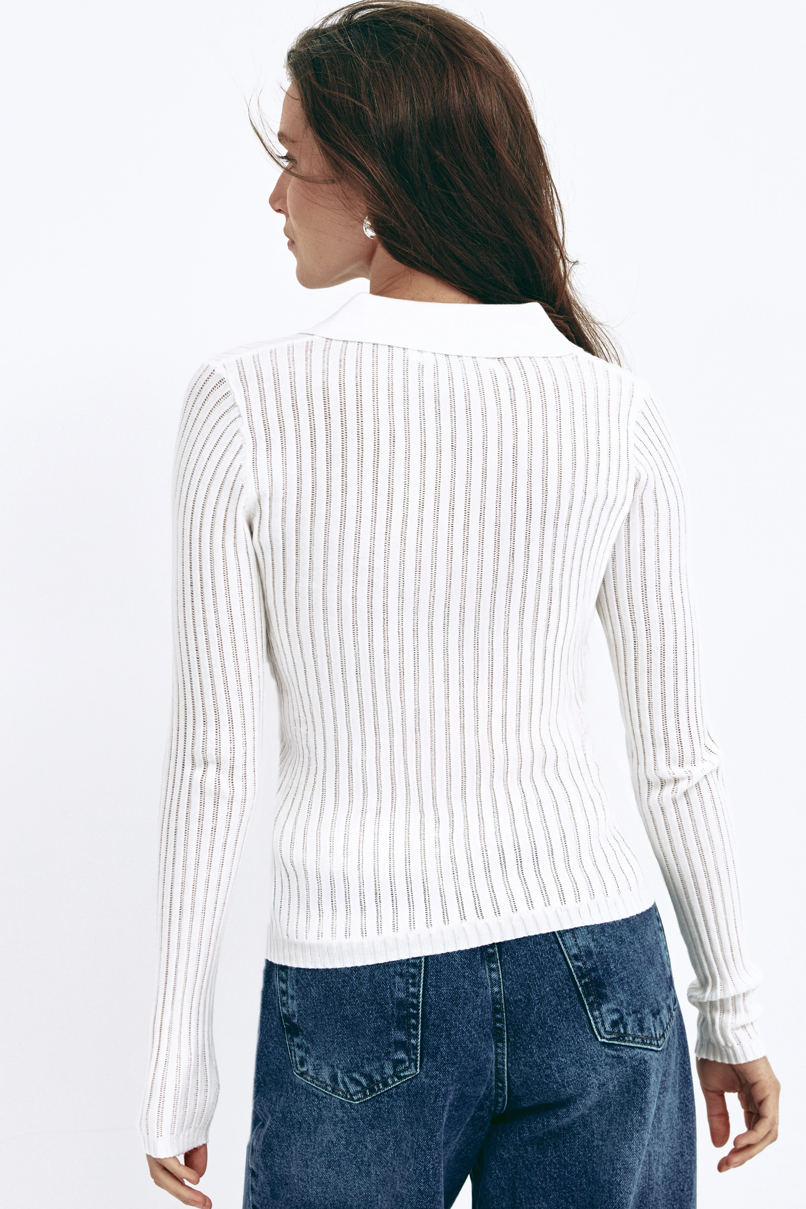 White Polo Collar Long Sleeve - Image 4